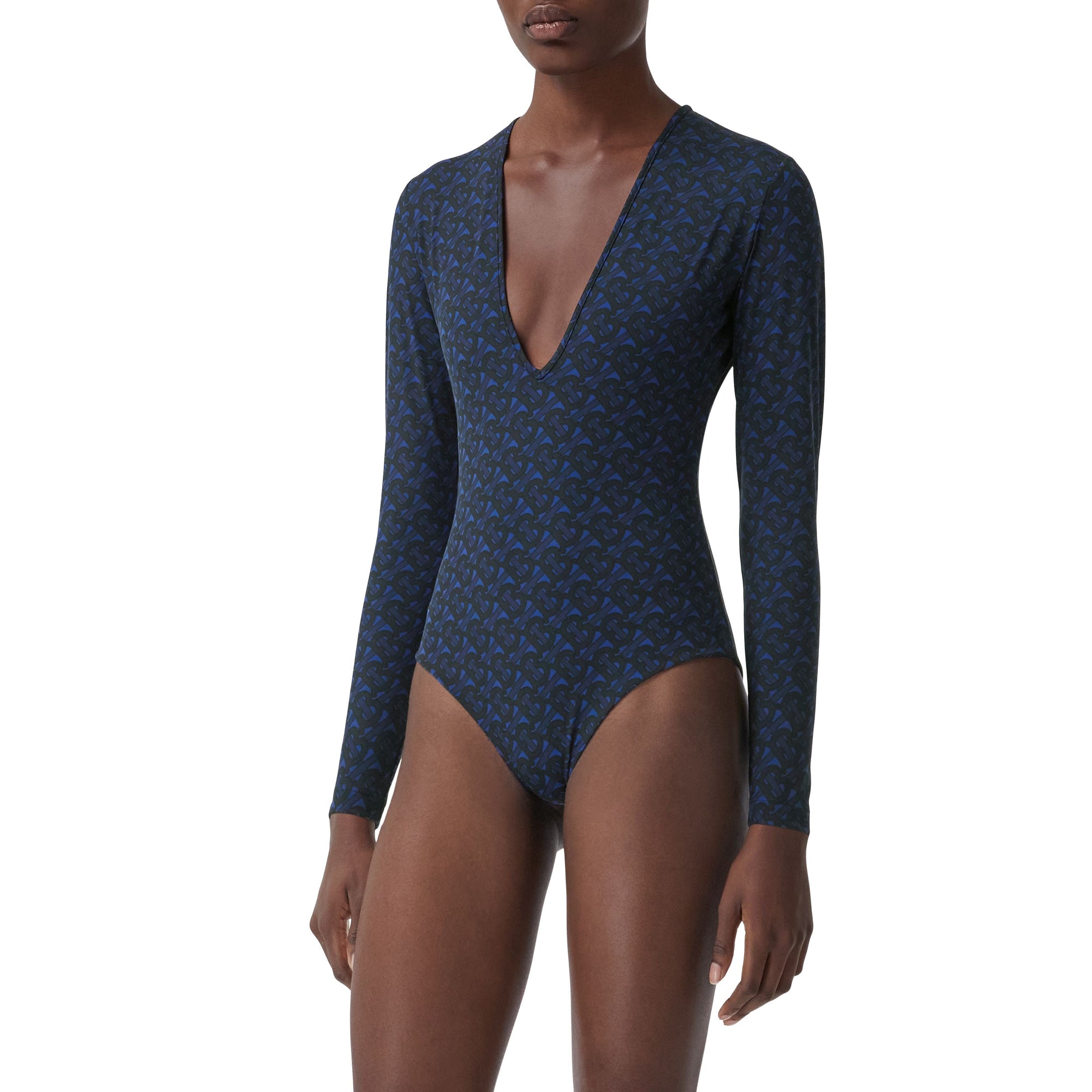 Body à col en V en jersey stretch Monogram - Deep Royal Blue