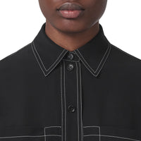 Chemise en crêpe de soie de Chine surpiqué - Black