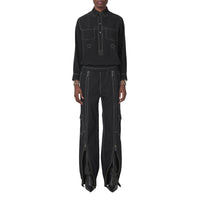 Chemise en crêpe de soie de Chine surpiqué - Black