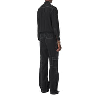 Chemise en crêpe de soie de Chine surpiqué - Black