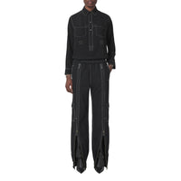 Chemise en crêpe de soie de Chine surpiqué - Black