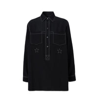 Chemise en crêpe de soie de Chine surpiqué - Black