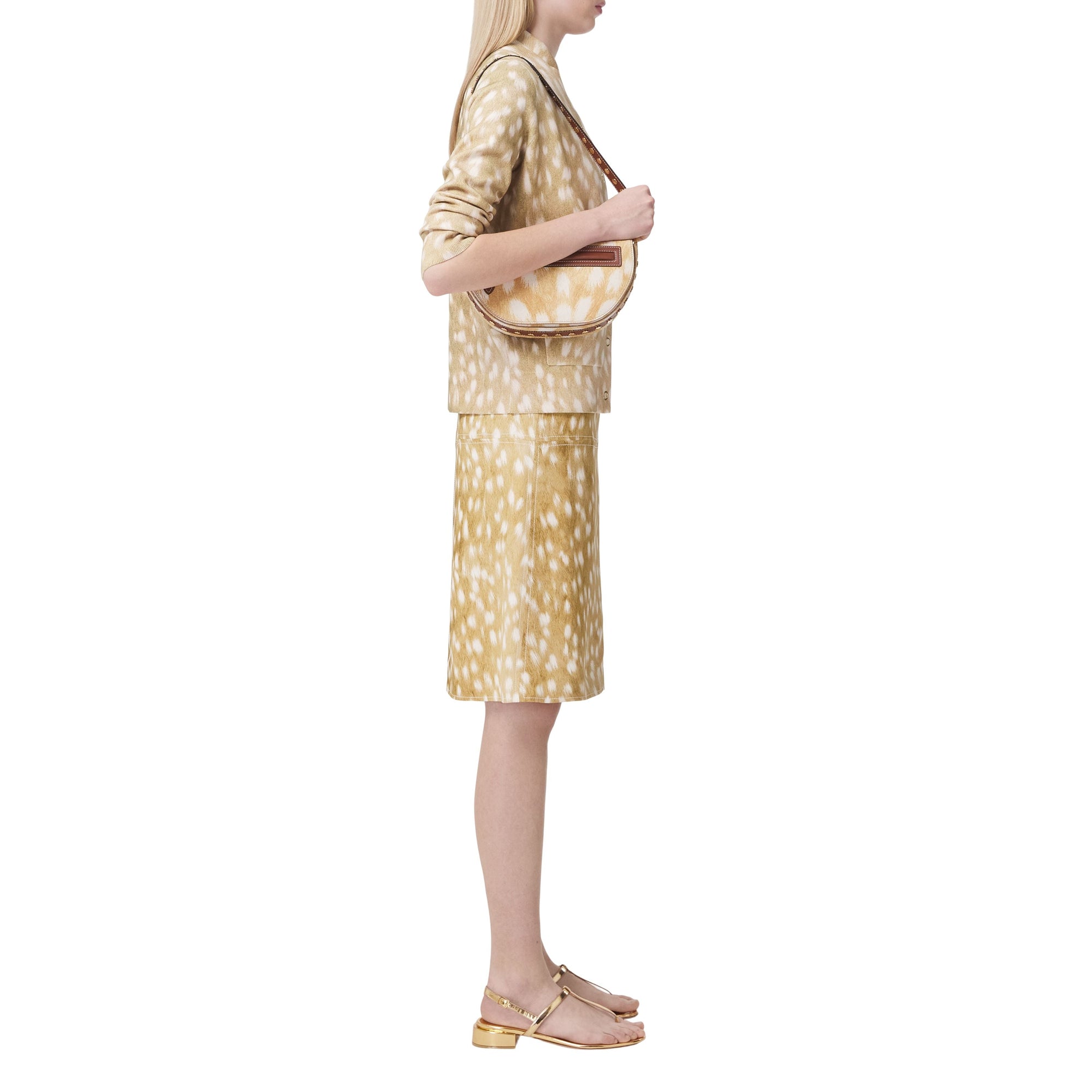 Petit sac Olympia en poil de veau à imprimé daim - Beige