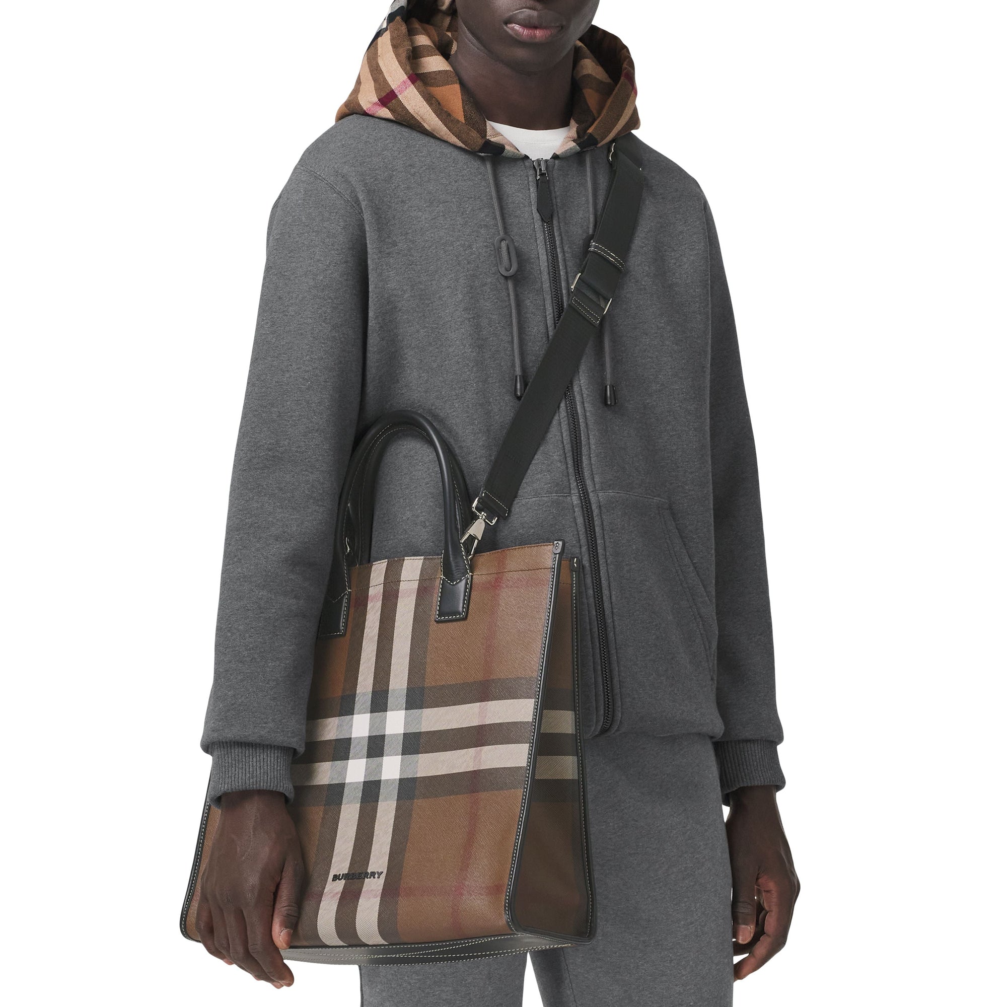 Cabas Denny à motif check - Dark Birch Brown