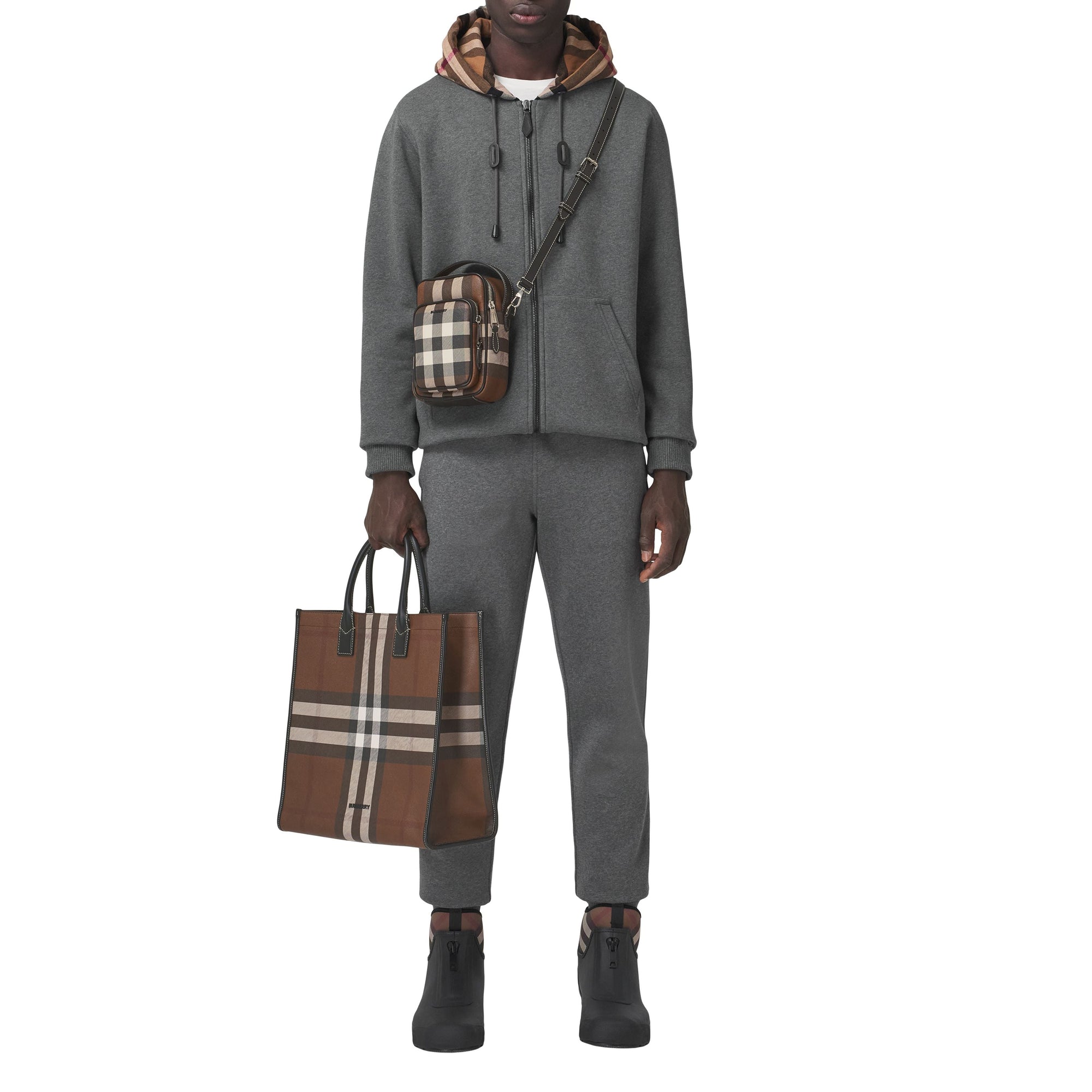 Cabas Denny à motif check - Dark Birch Brown