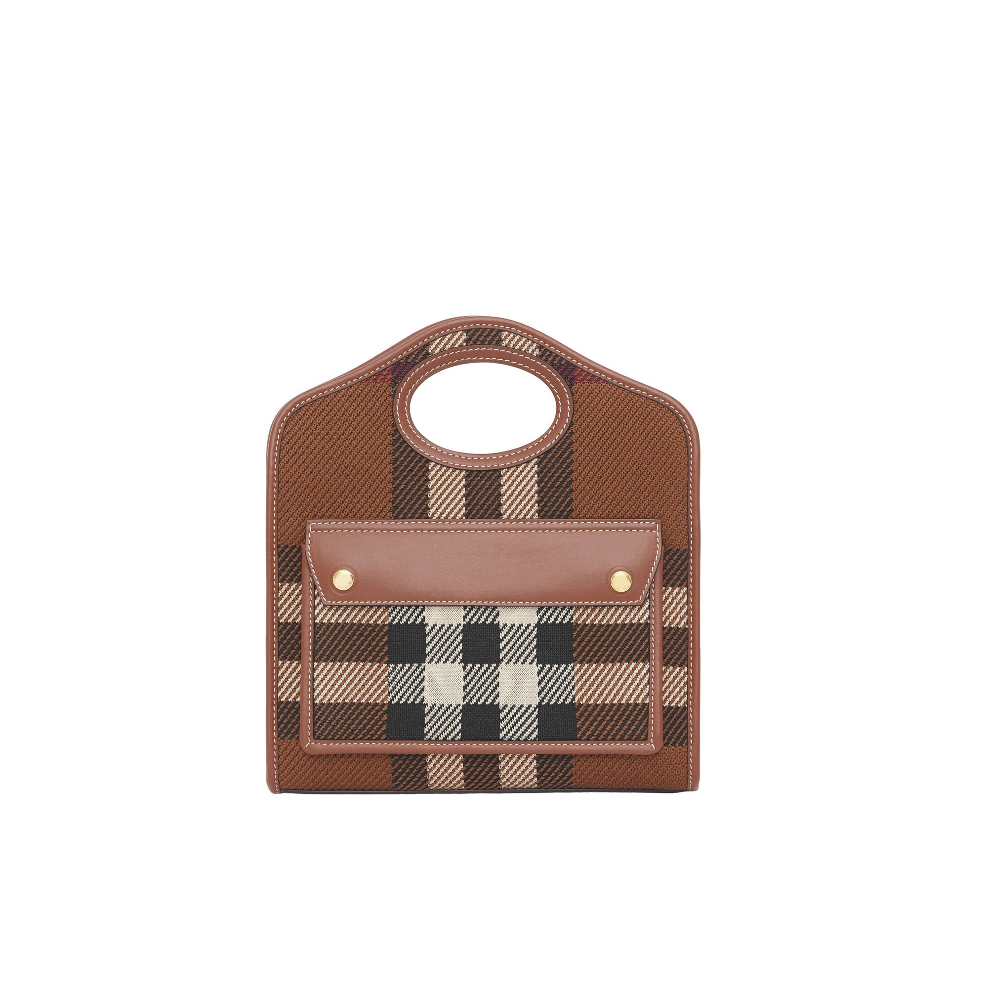 Mini sac Pocket en maille à motif check - Dark Birch Brown Check
