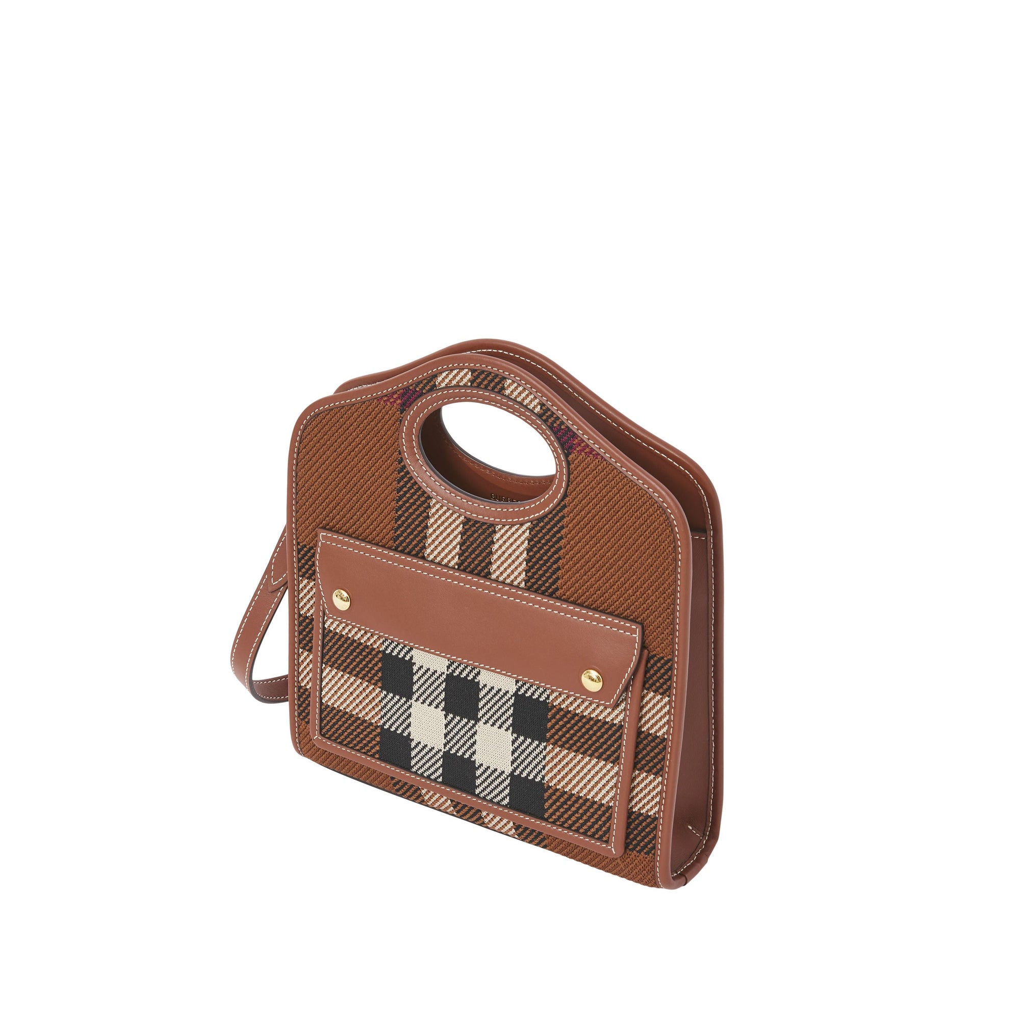 Mini sac Pocket en maille à motif check - Dark Birch Brown Check