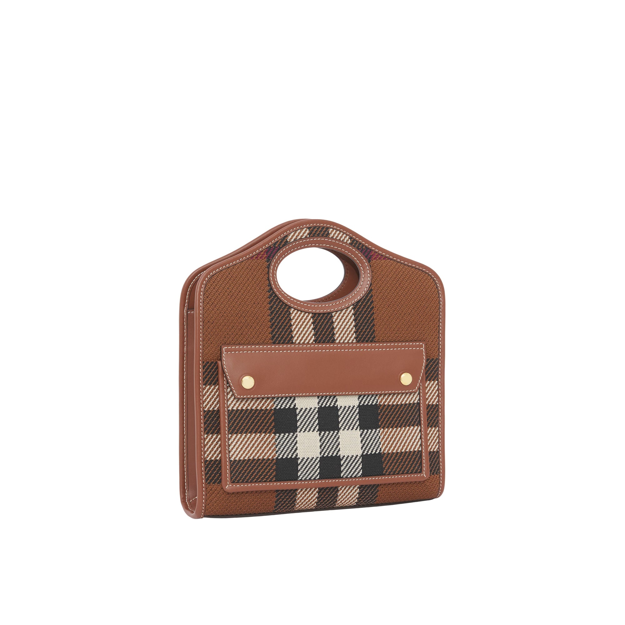 Mini sac Pocket en maille à motif check - Dark Birch Brown Check