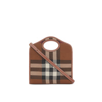 Mini sac Pocket en maille à motif check - Dark Birch Brown Check