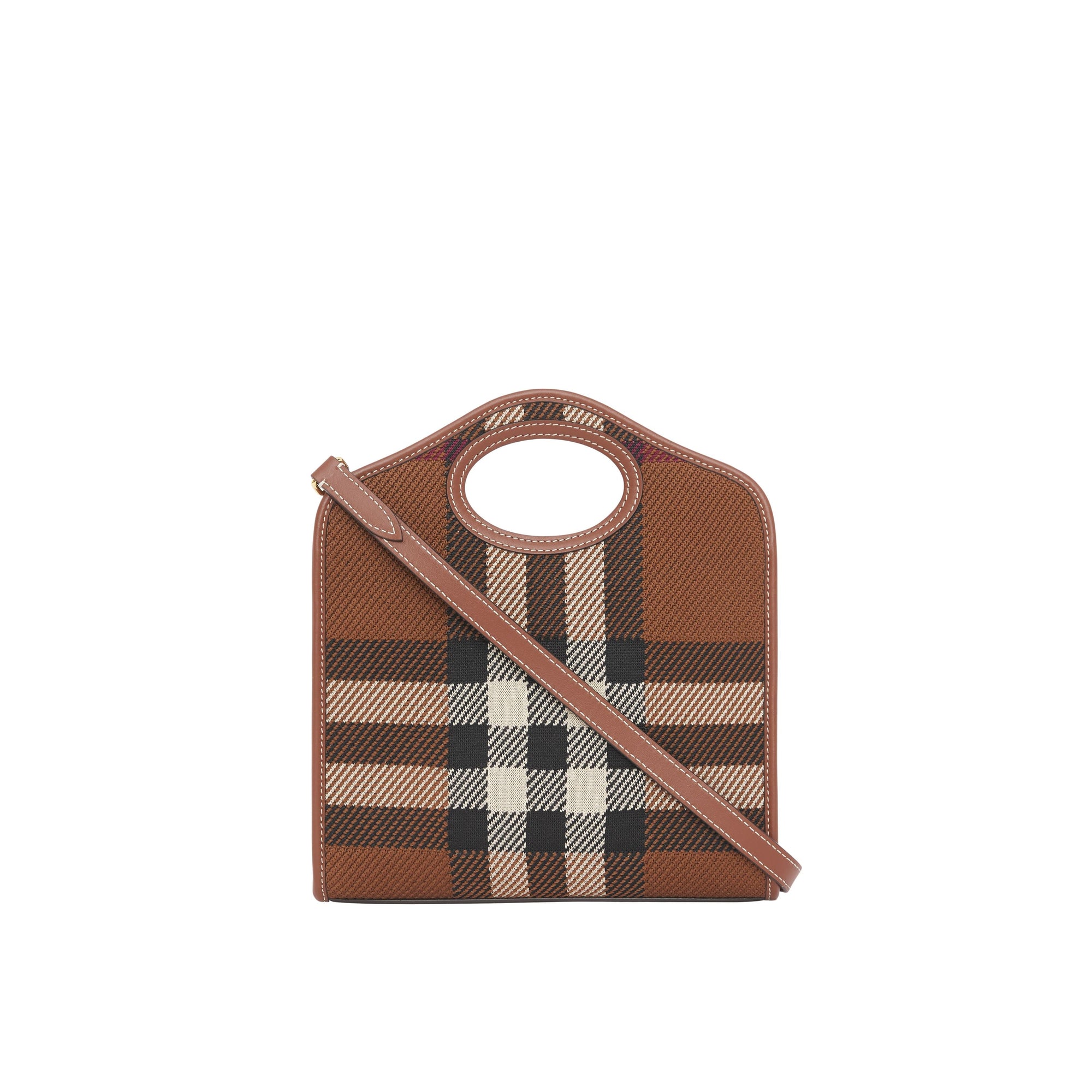 Mini sac Pocket en maille à motif check - Dark Birch Brown Check