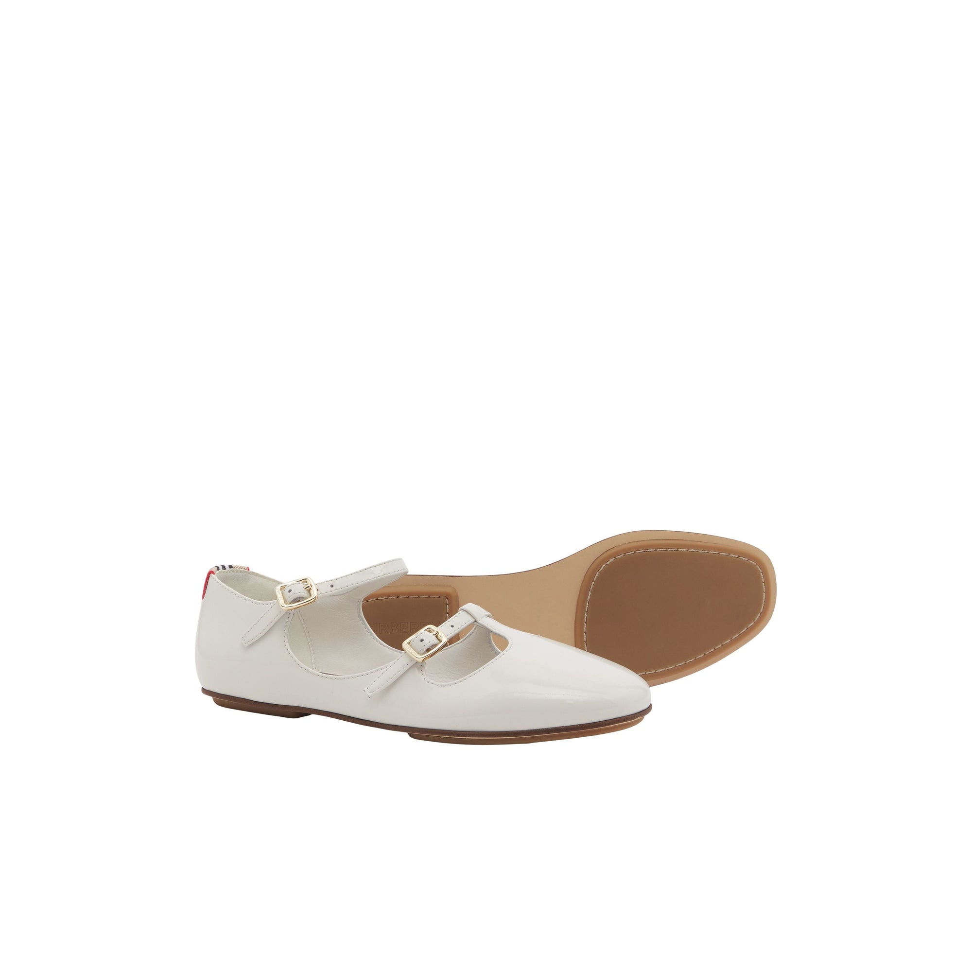 Ballerines en cuir verni à rayures iconiques - Optic White