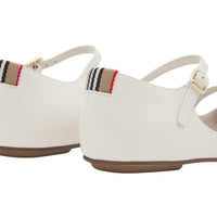 Ballerines en cuir verni à rayures iconiques - Optic White