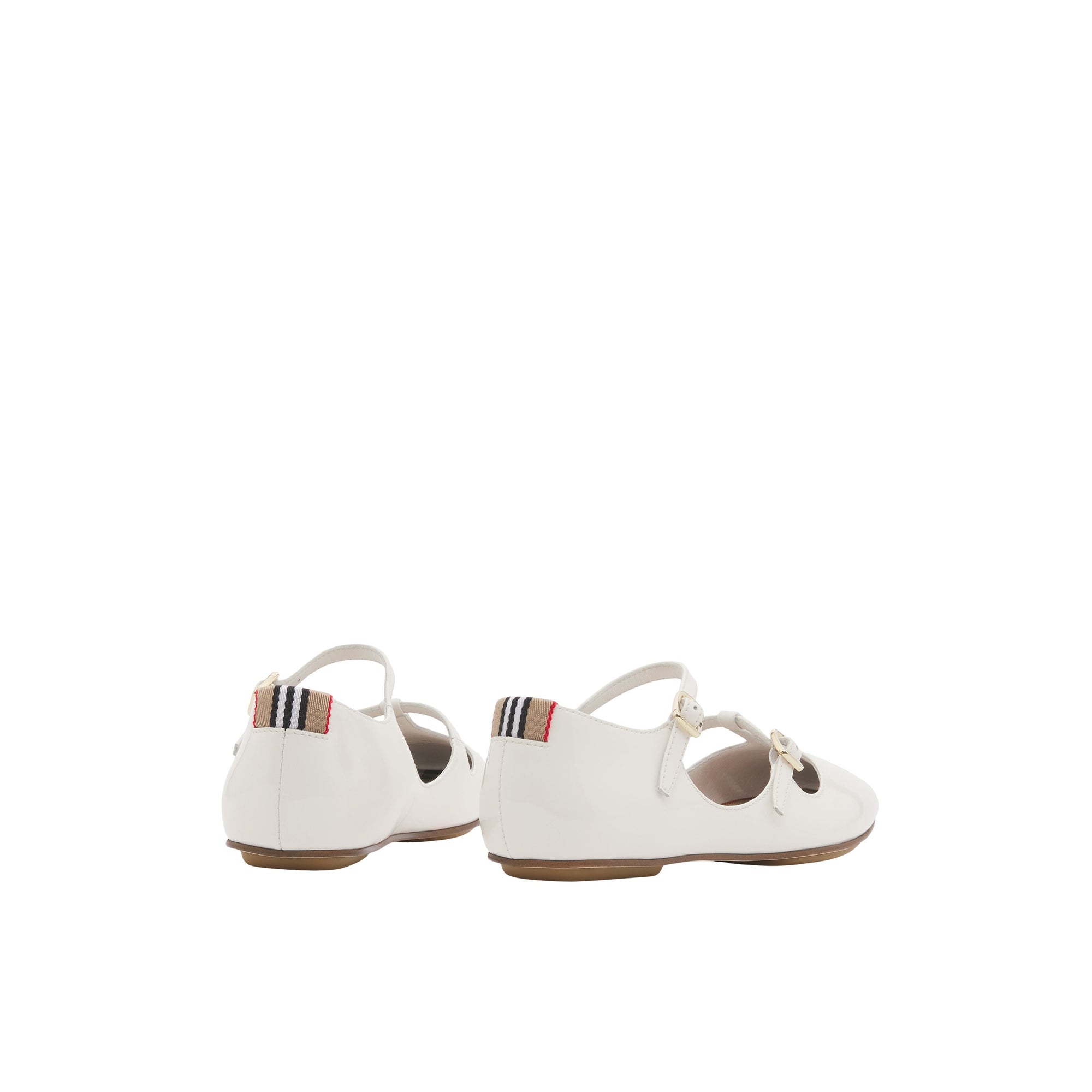 Ballerines en cuir verni à rayures iconiques - Optic White