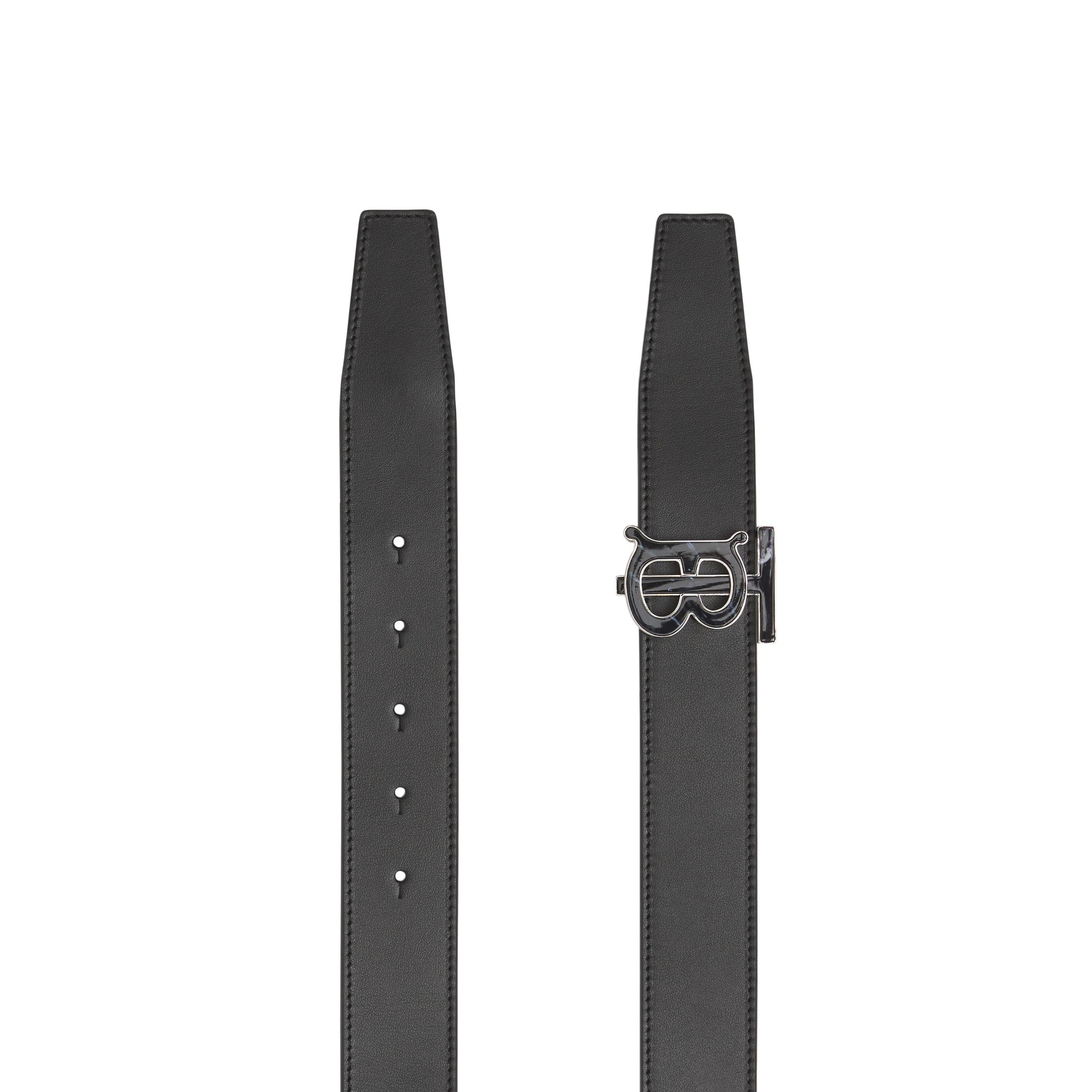 Ceinture réversible en cuir Monogram - Black & Grey