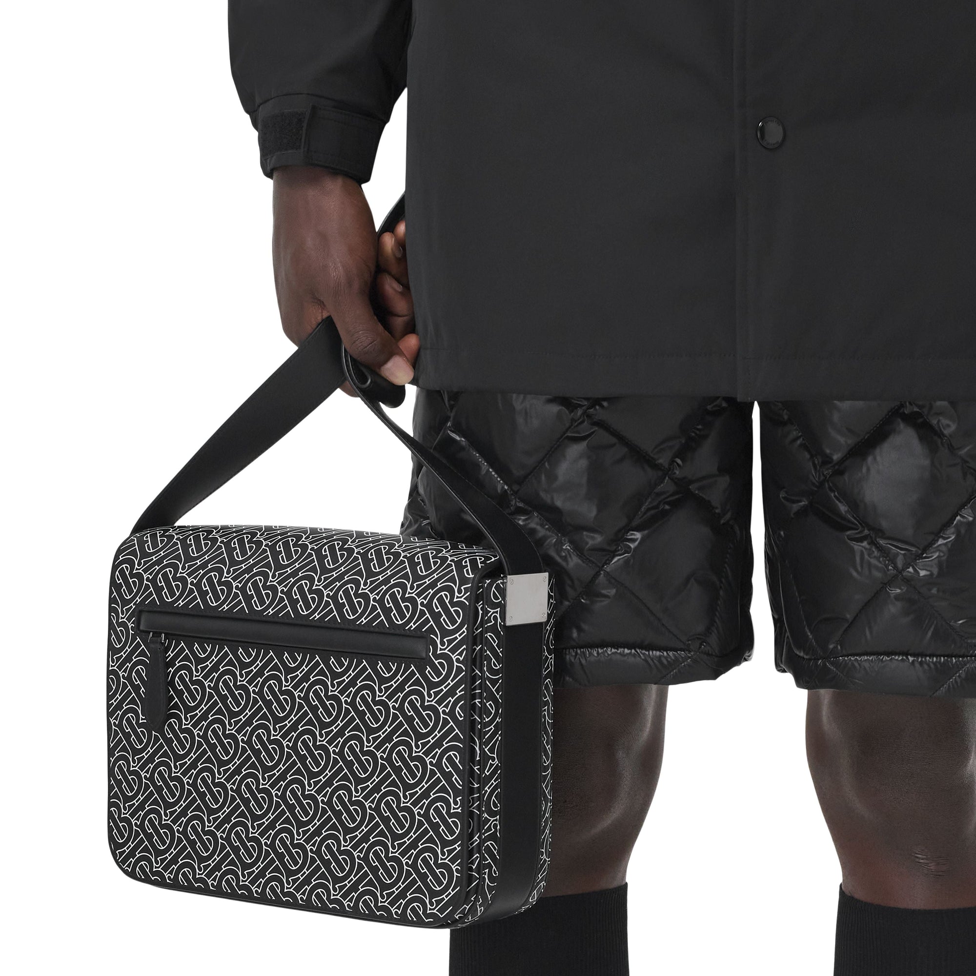 Petit sac Messenger en cuir Monogram - Black & White