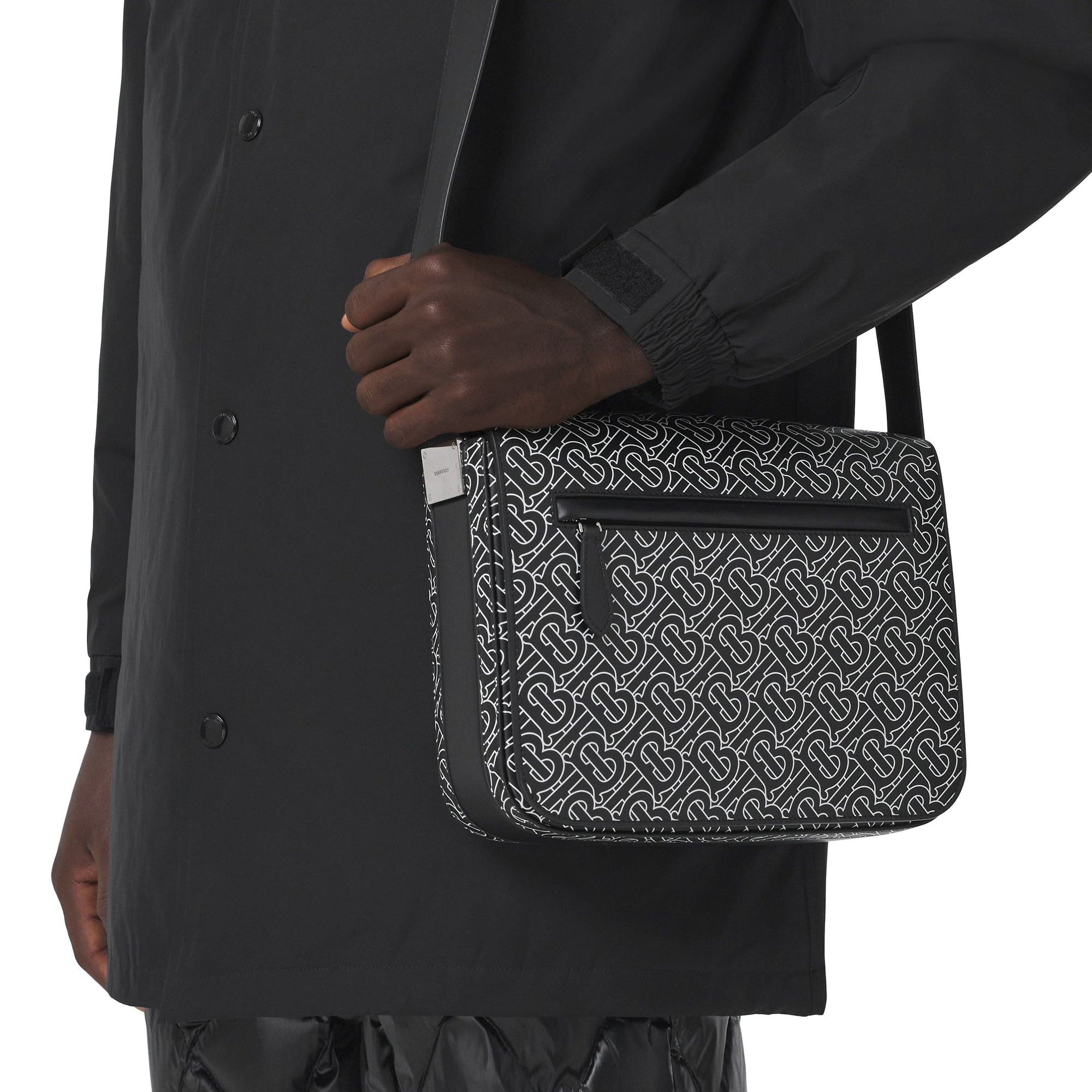 Petit sac Messenger en cuir Monogram - Black & White