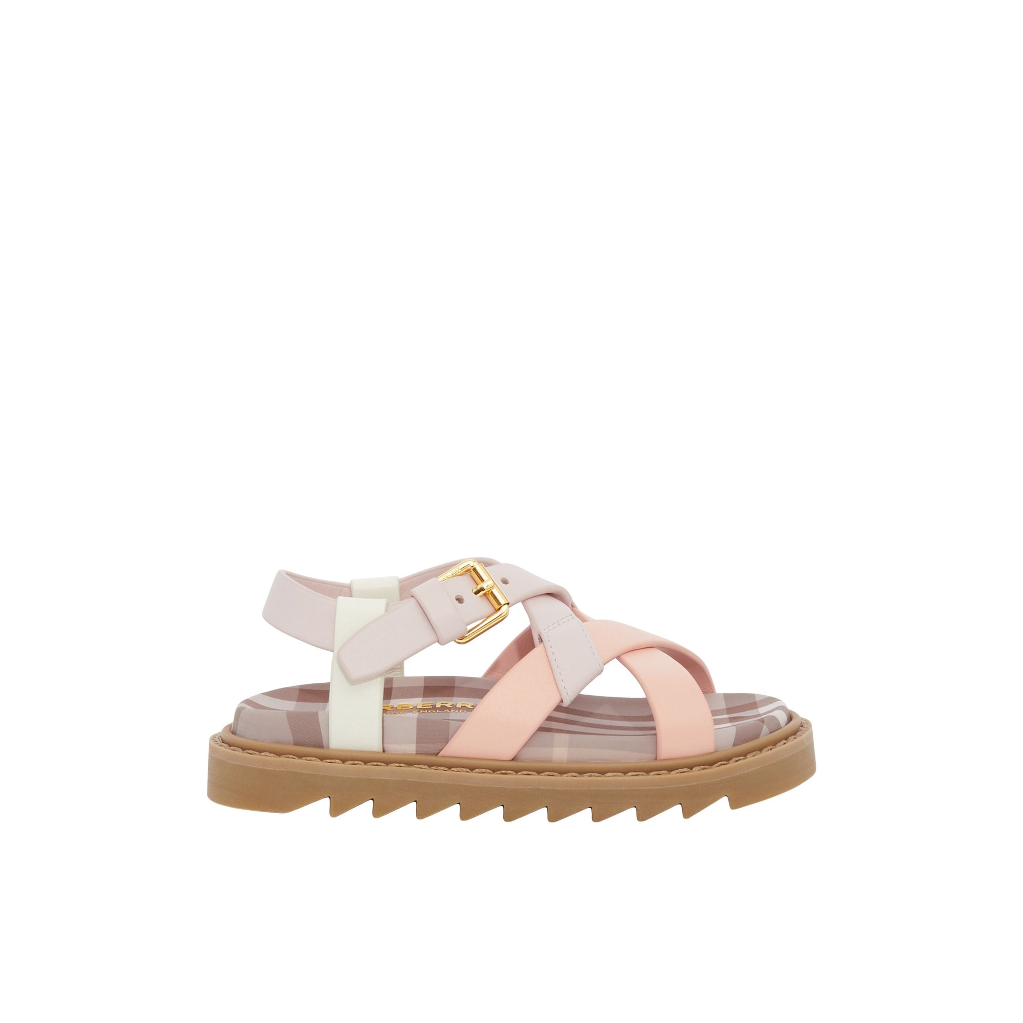 Sandales en cuir et à motif Vintage check - Powder Pink