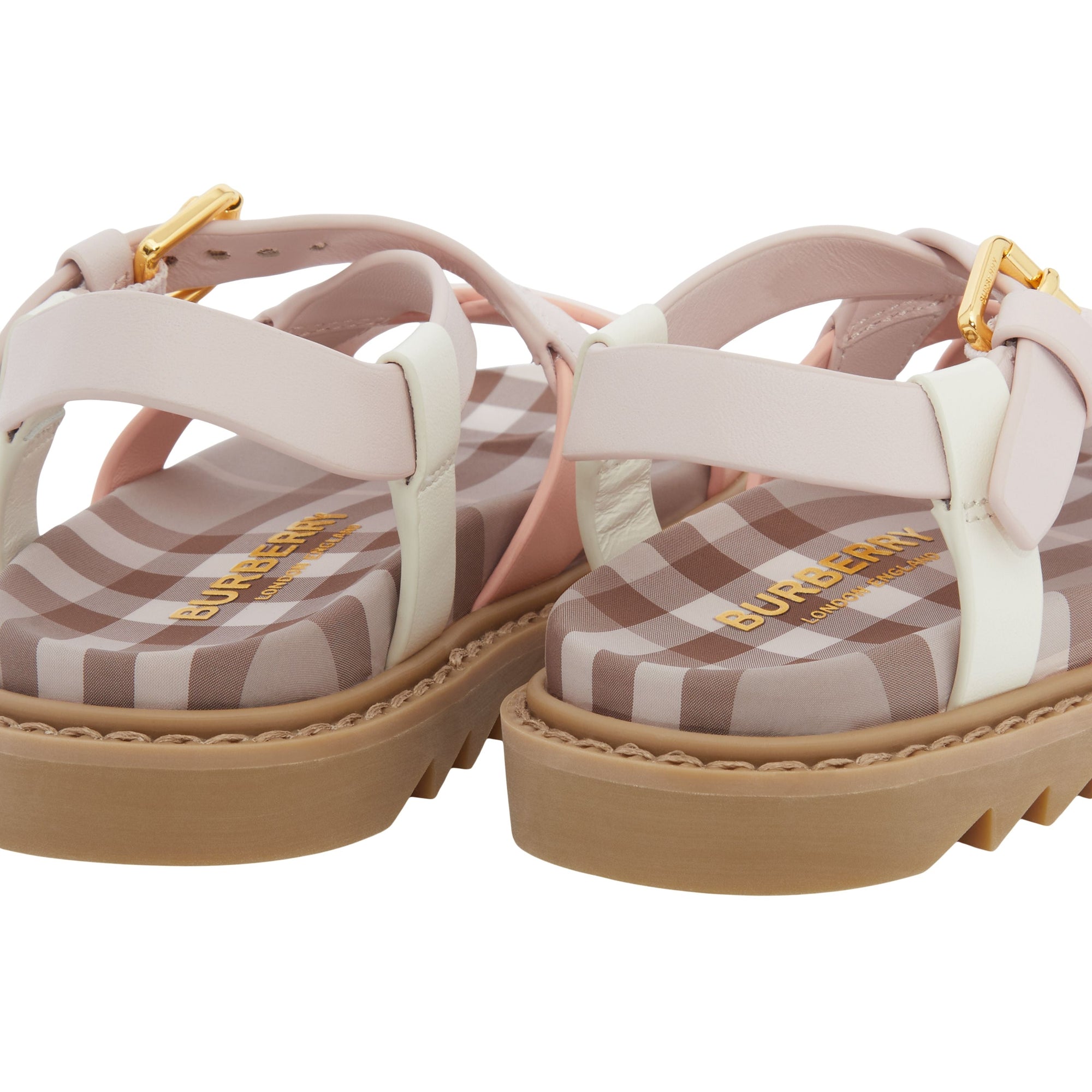 Sandales en cuir et à motif Vintage check - Powder Pink