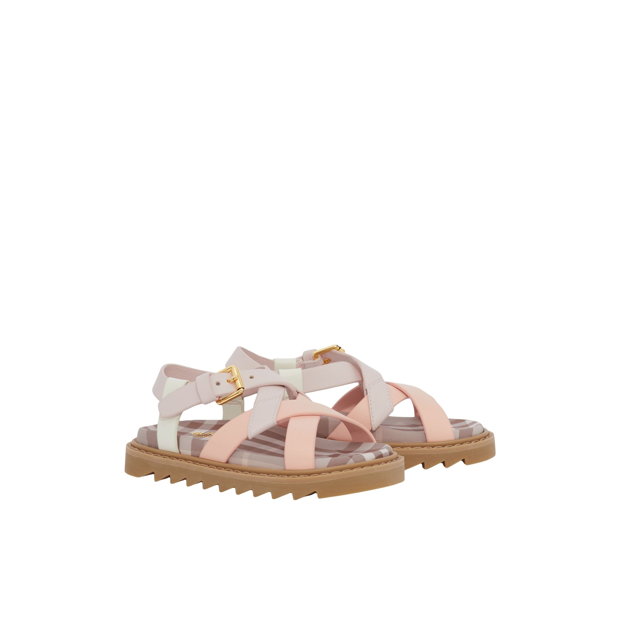 Sandales en cuir et à motif Vintage check - Powder Pink