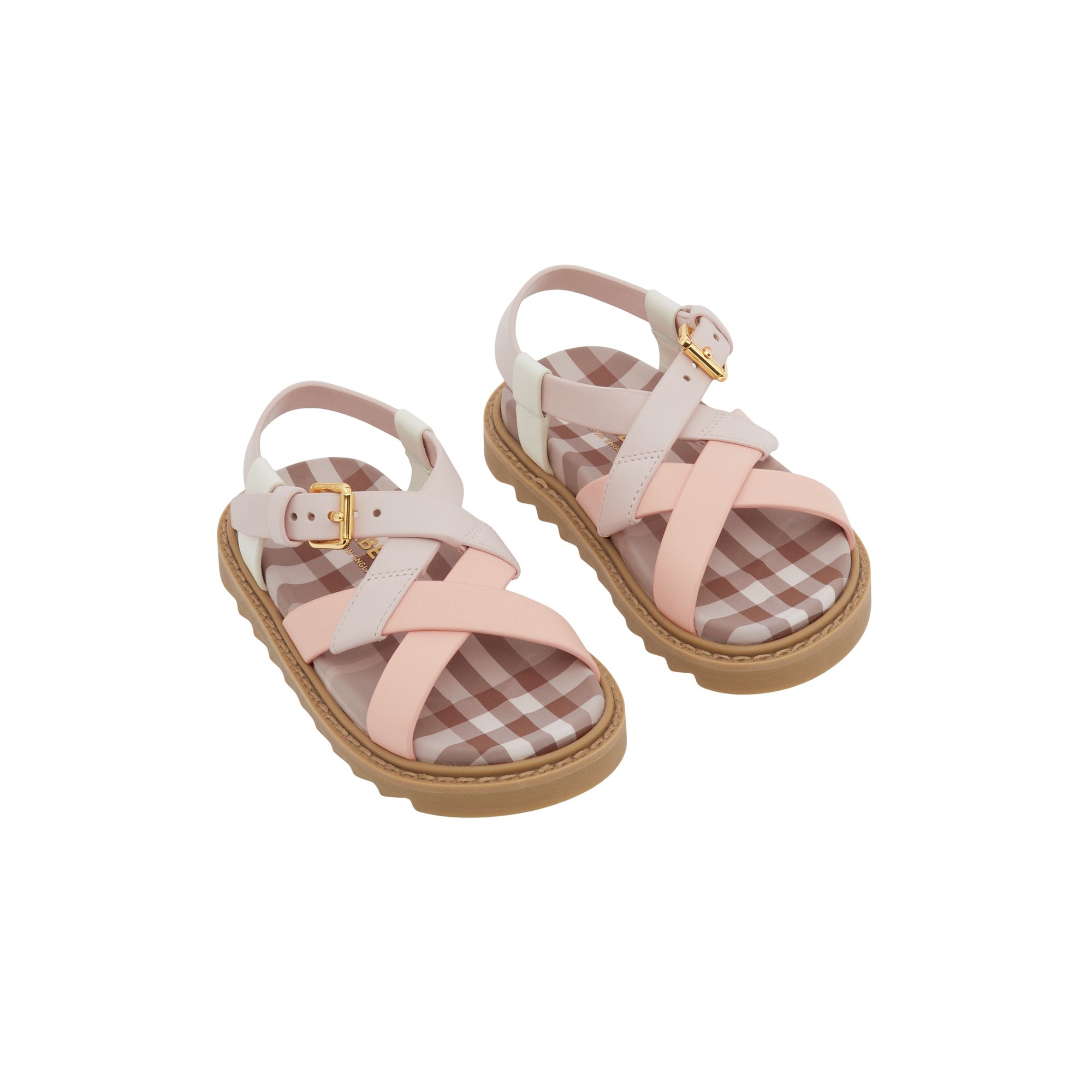 Sandales en cuir et à motif Vintage check - Powder Pink