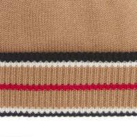 Bonnet réversible en cachemire à rayures iconiques - Black & Camel