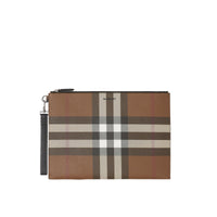 Grande pochette zippée à motif check - Dark Birch Brown