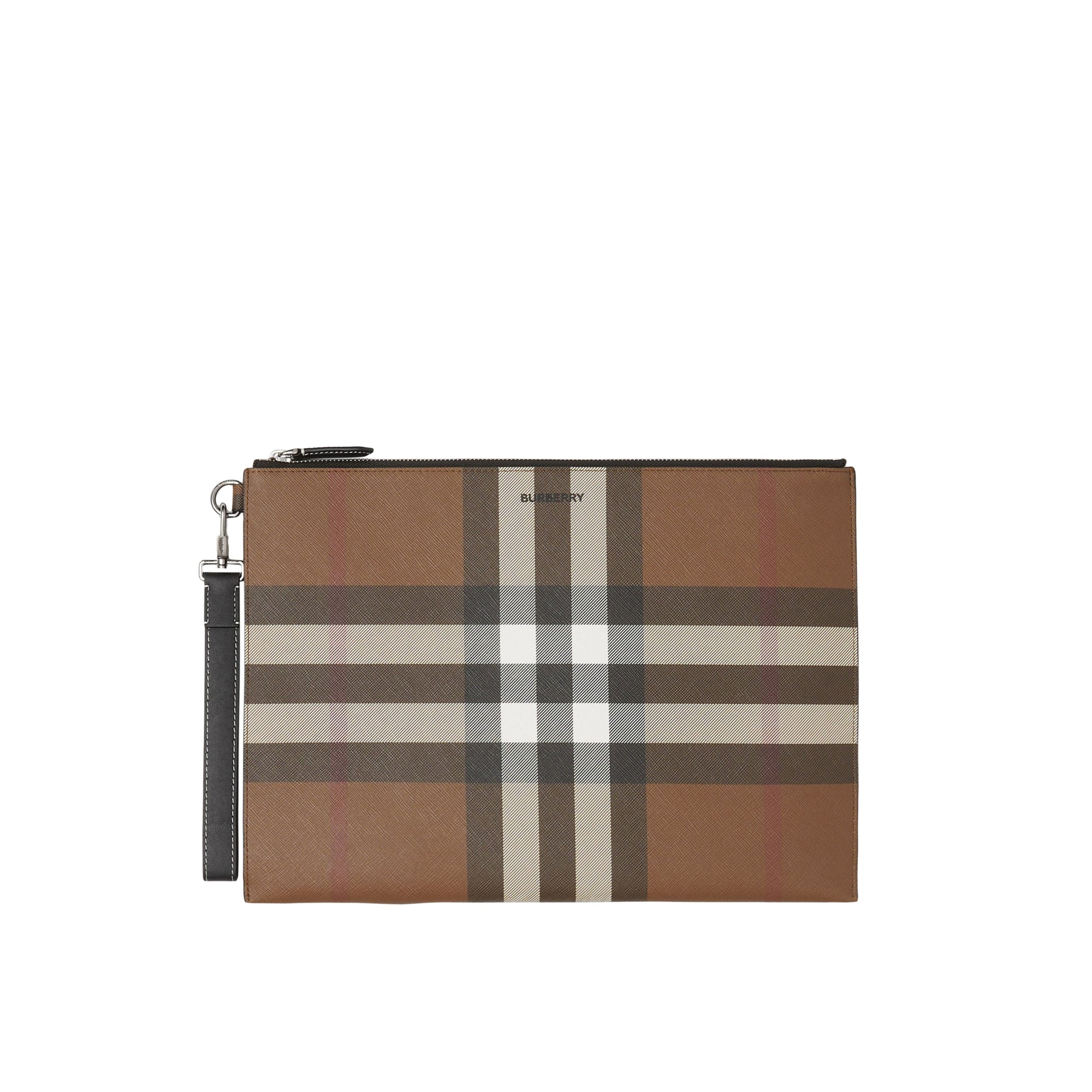 Grande pochette zippée à motif check - Dark Birch Brown