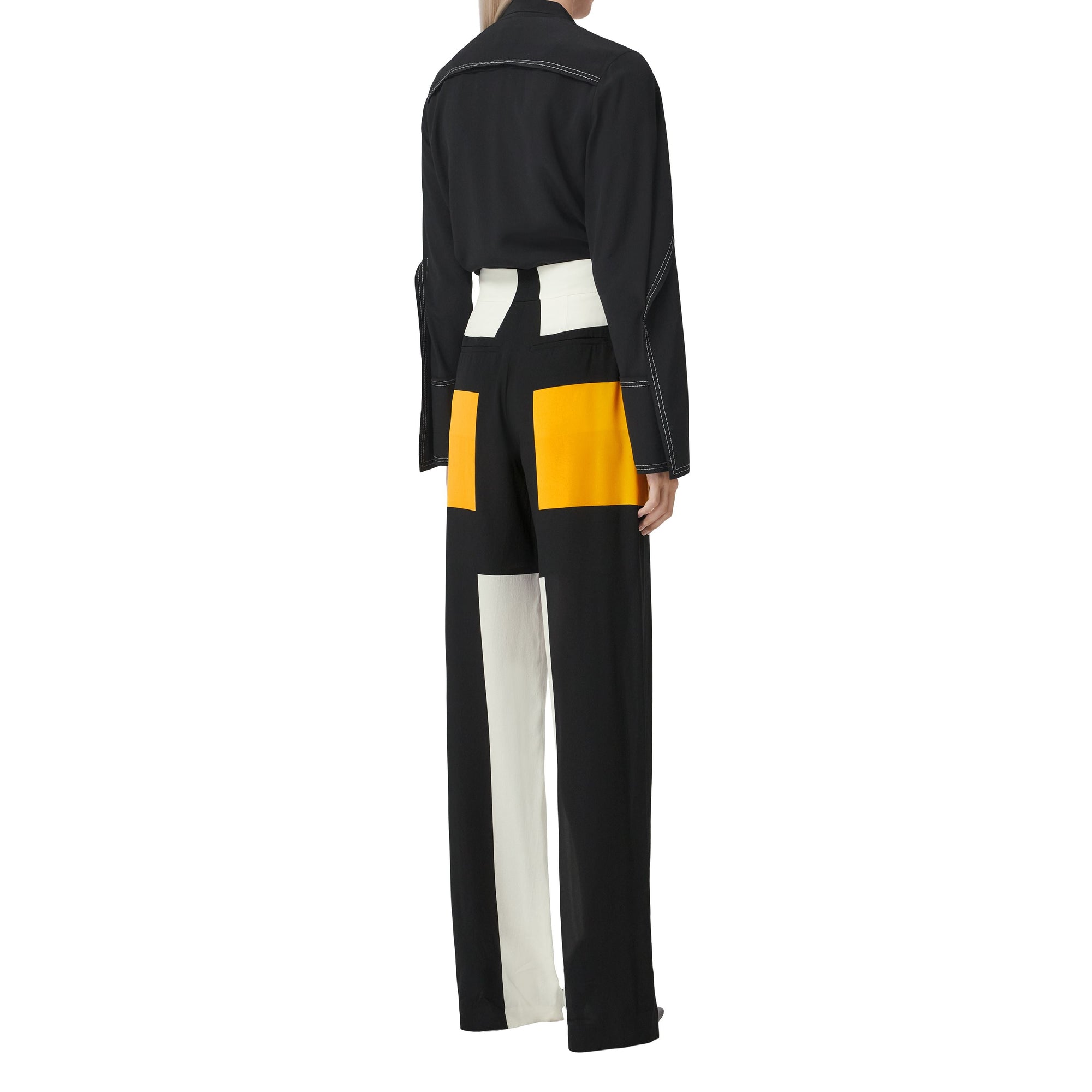 Pantalon ample en soie color-block - Deep Saffron
