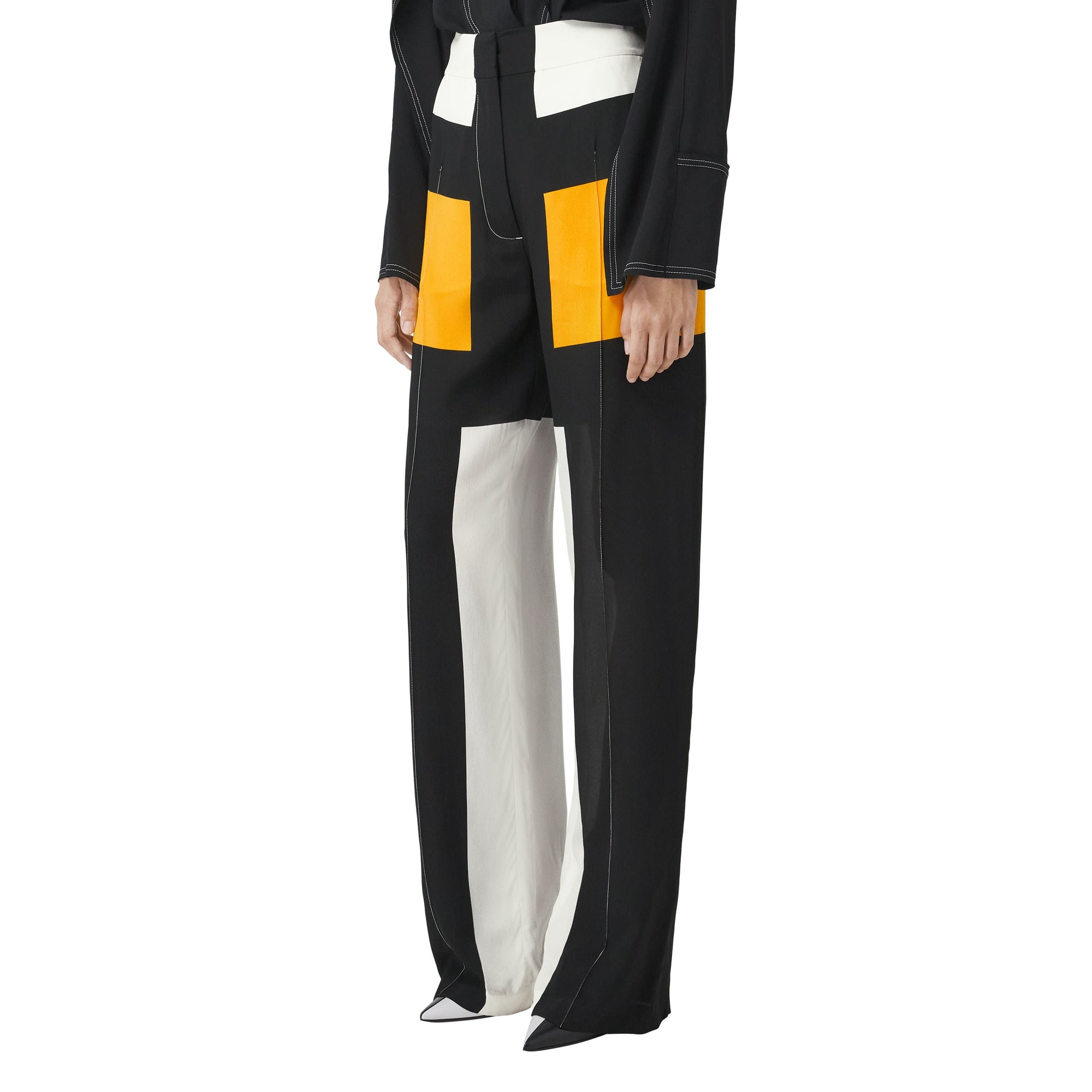 Pantalon ample en soie color-block - Deep Saffron