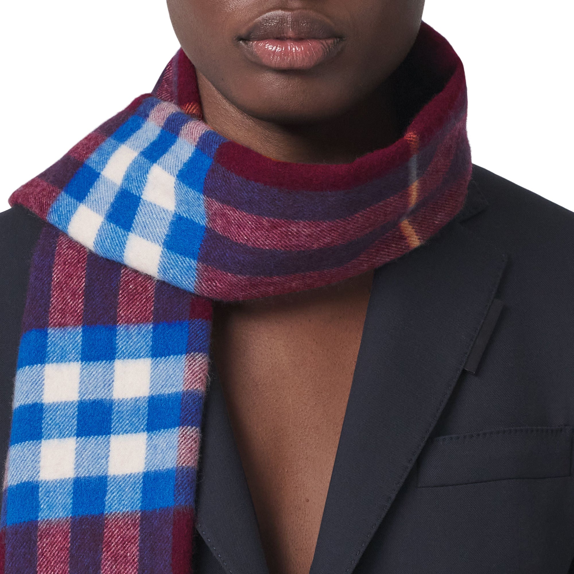 Écharpe classique en cachemire - Cherry Velvet & Blue