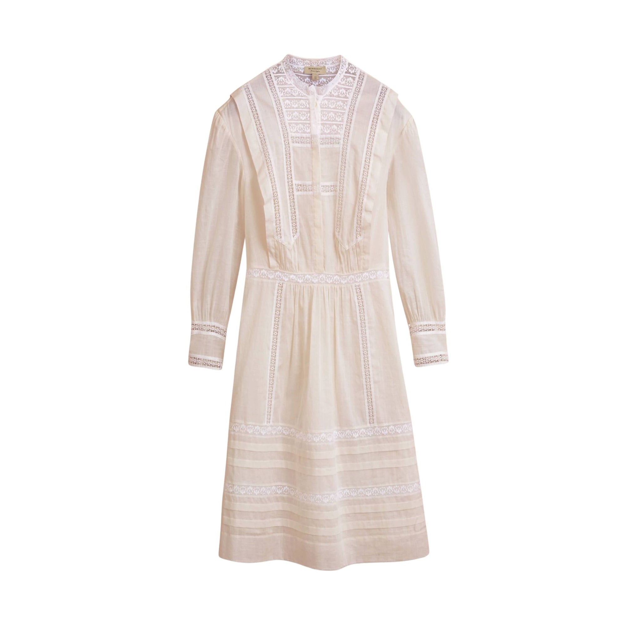 Robe en voile de coton à éléments en dentelle - Natural White
