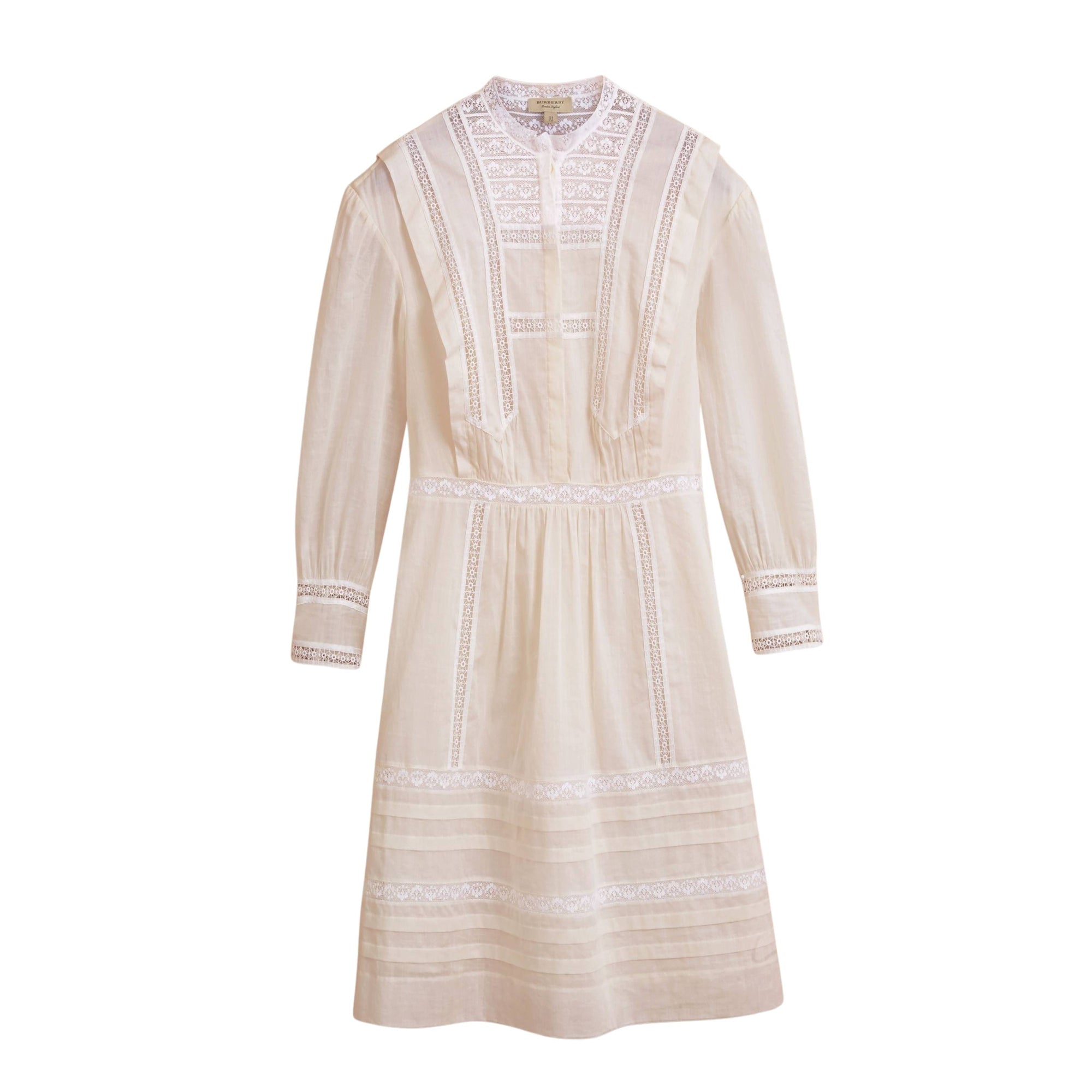 Robe en voile de coton à éléments en dentelle - Natural White