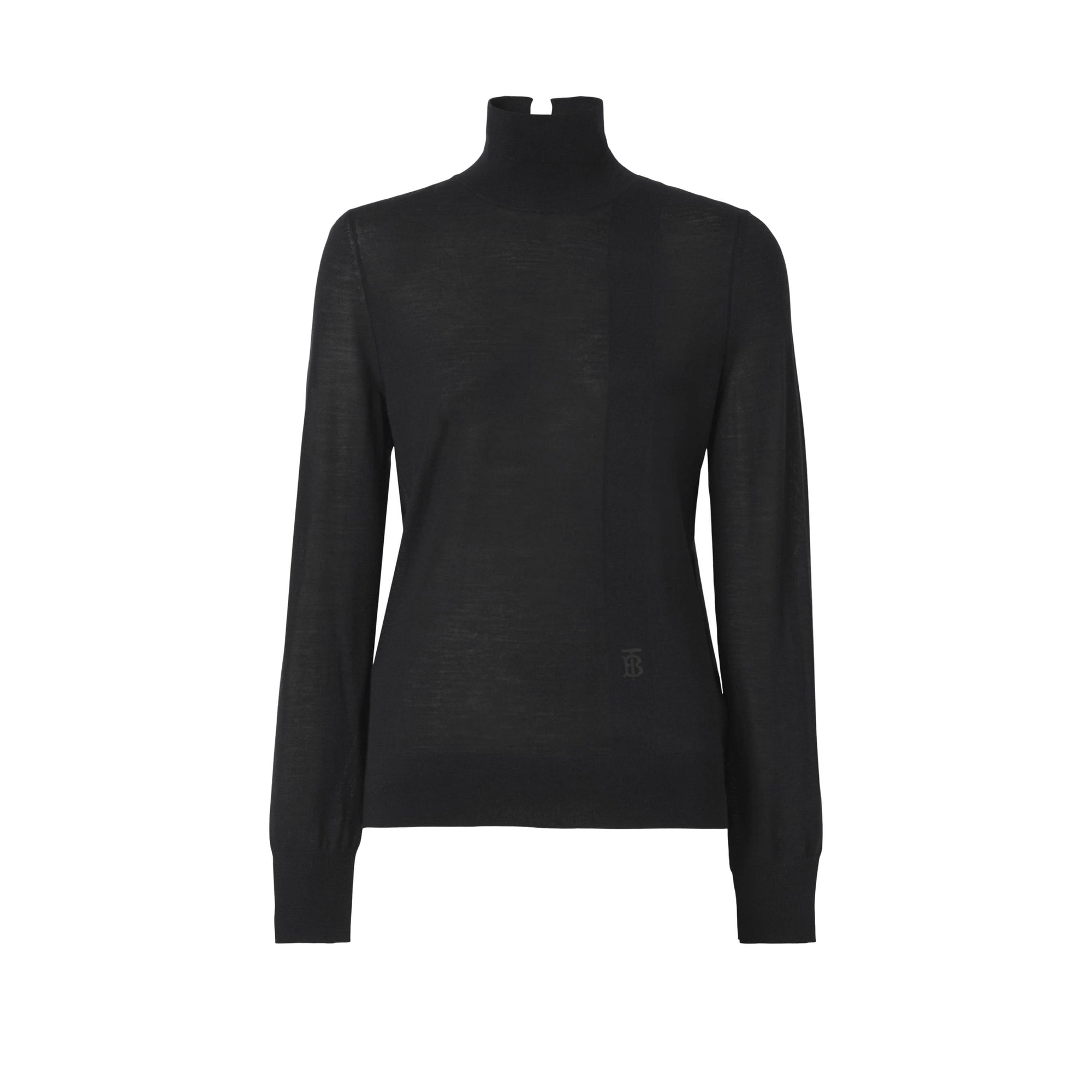 Pull à col entonnoir en laine et soie - Black