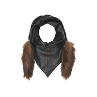 Bandana doublé de soie avec fausse fourrure - Black