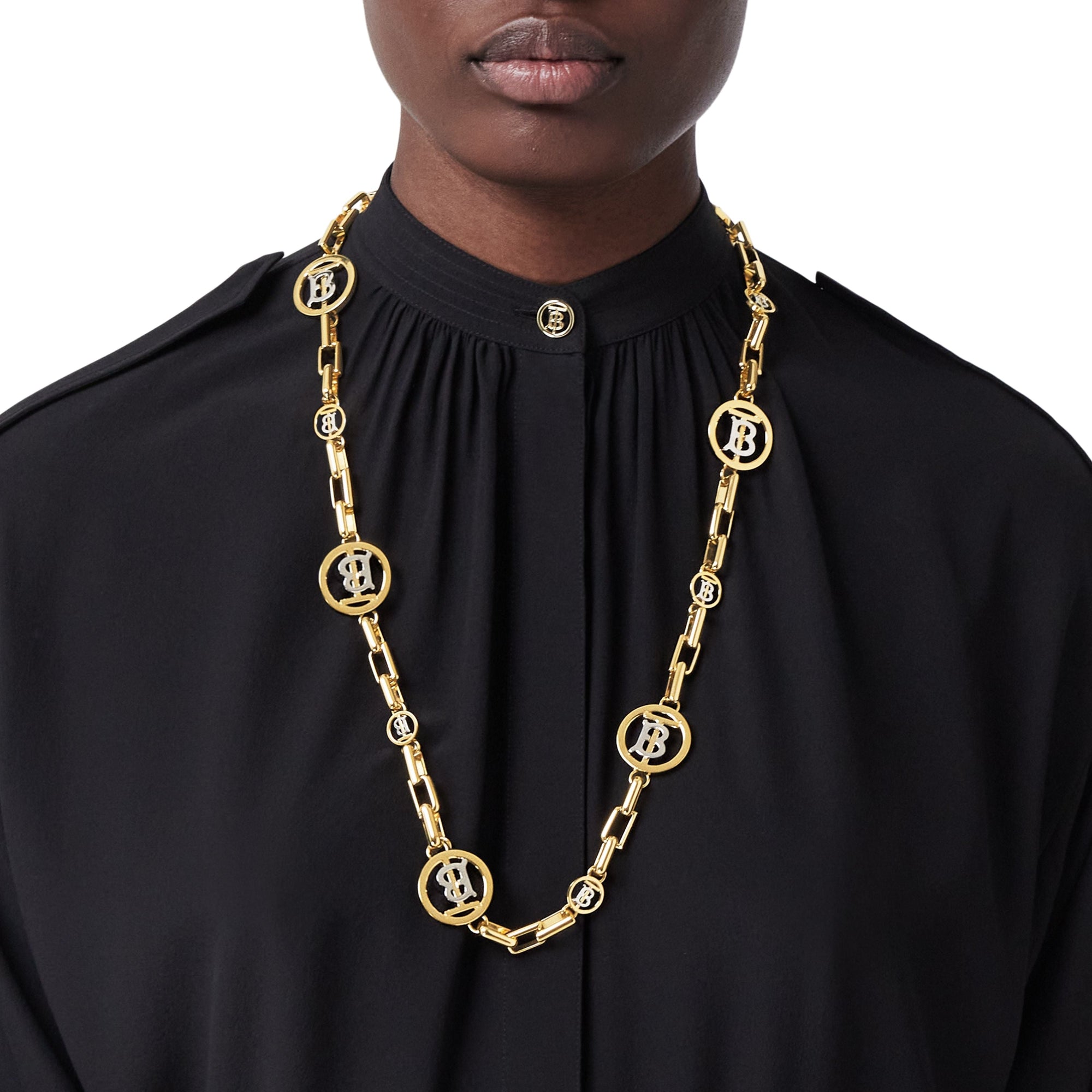 Collier plaqué or à motif monogramme - Light Gold