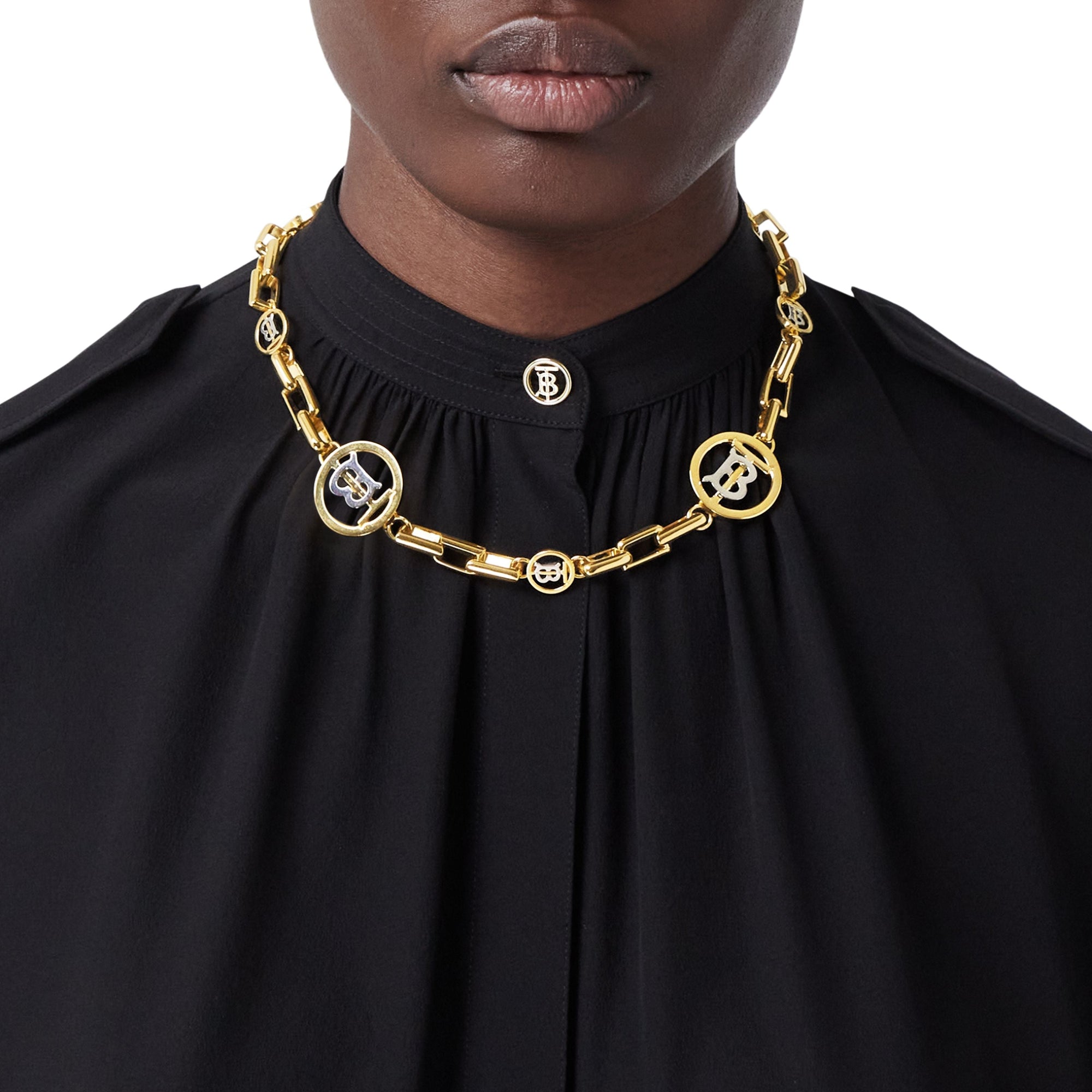 Collier plaqué or à motif monogramme - Light Gold