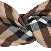 Bandeau en soie Check - Birch Brown