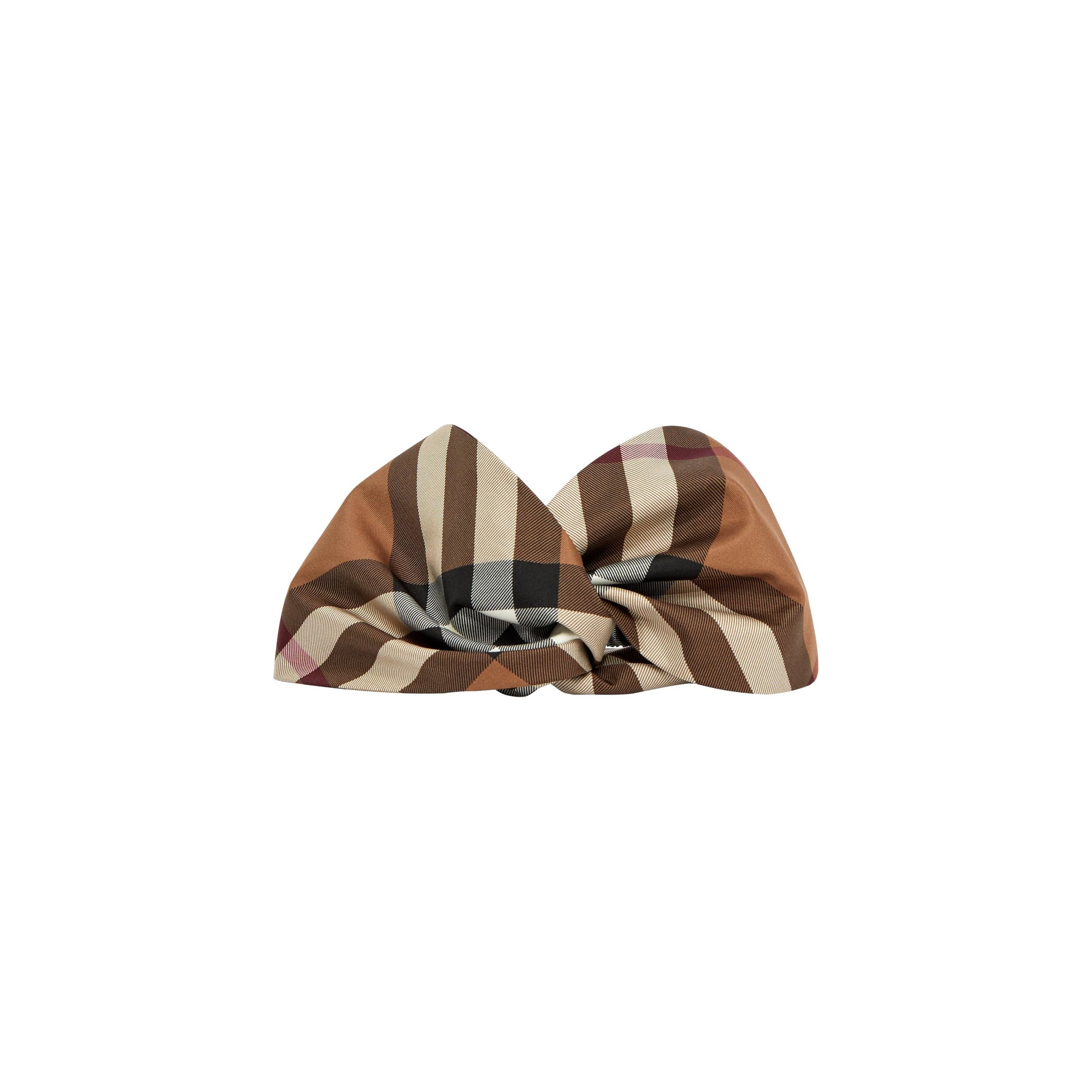 Bandeau en soie Check - Birch Brown