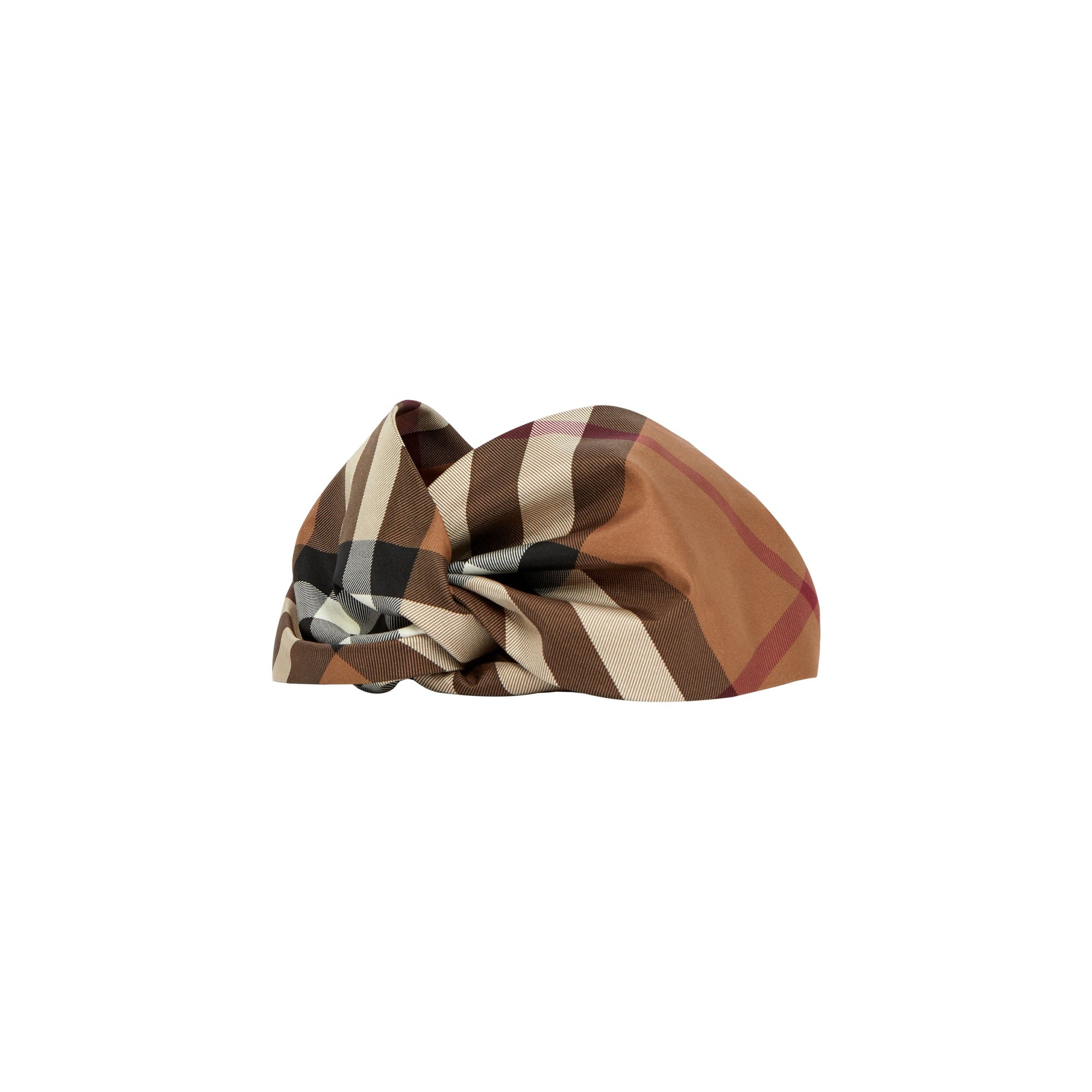 Bandeau en soie Check - Birch Brown