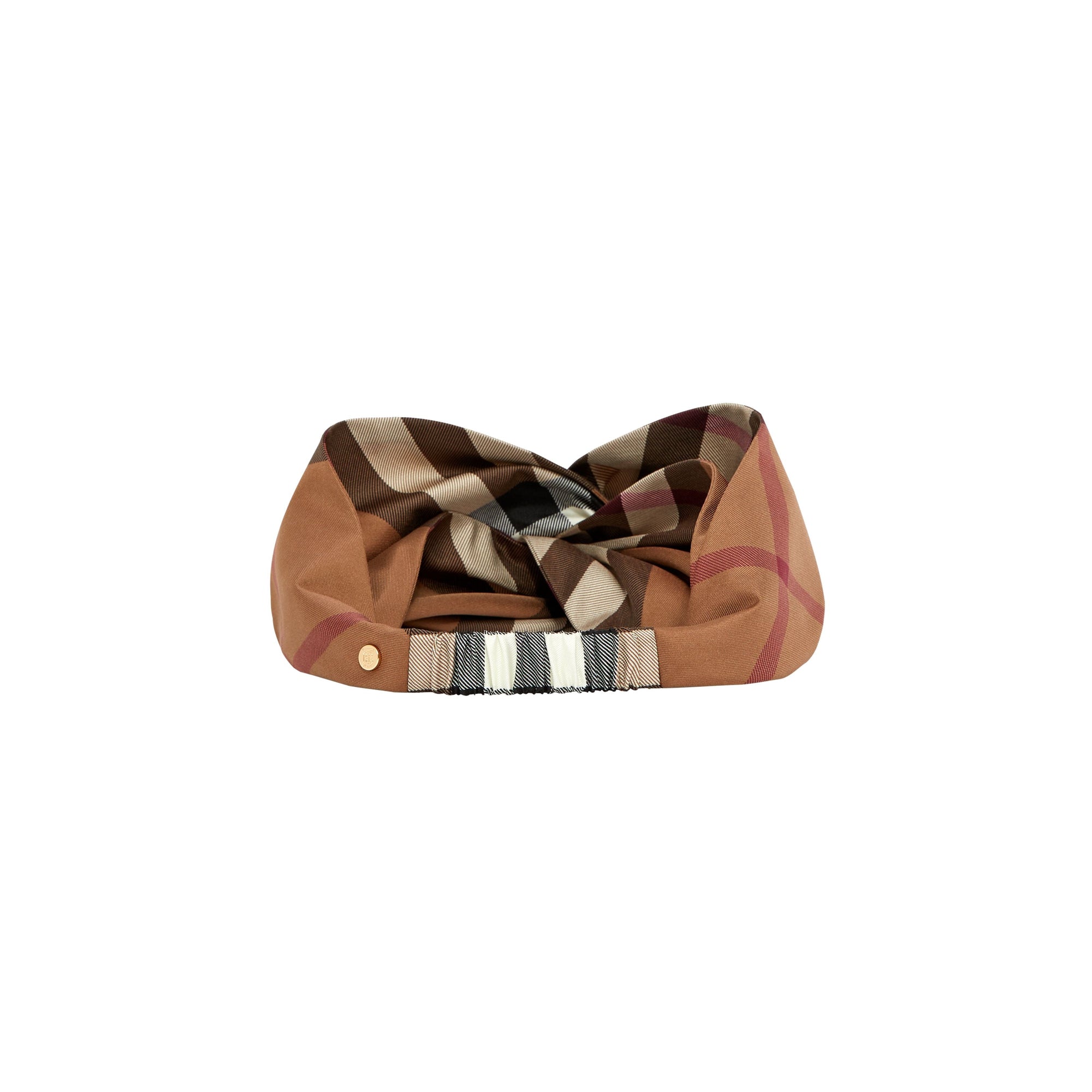 Bandeau en soie Check - Birch Brown