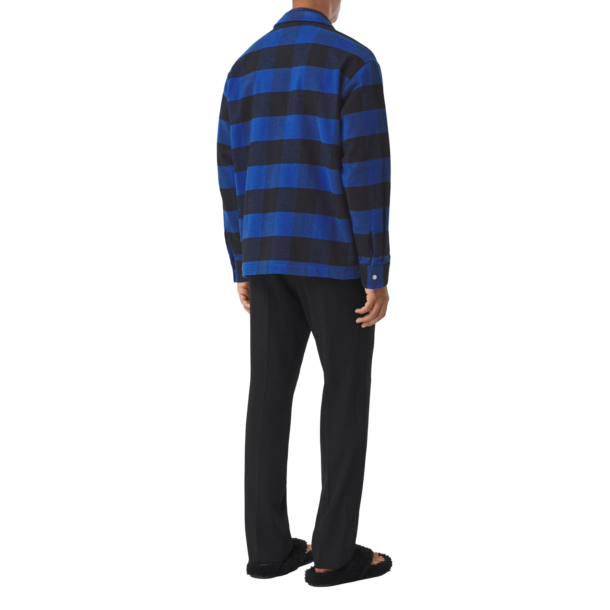 Chemise zippée en flanelle de coton vichy - Oceanic Blue Check