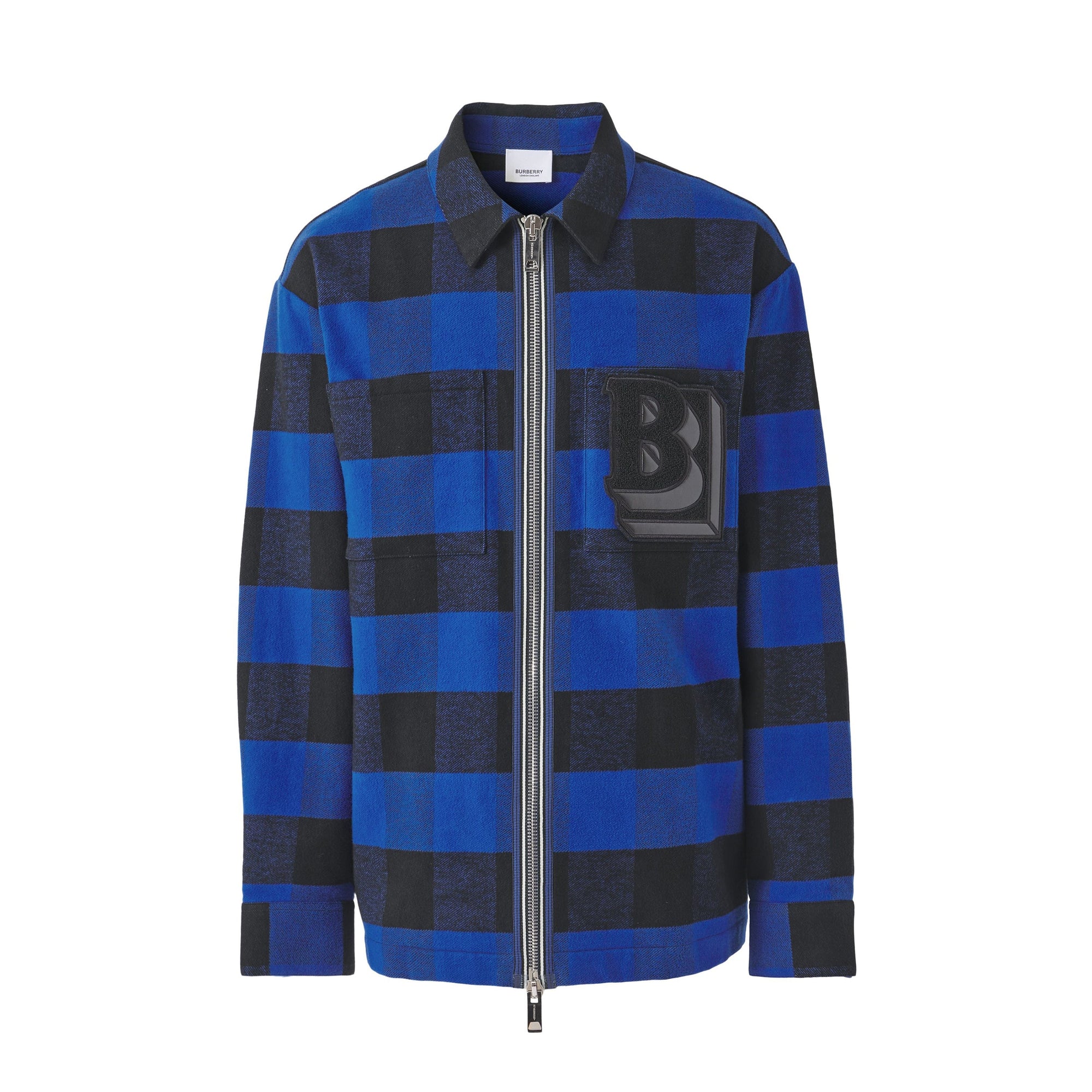 Chemise zippée en flanelle de coton vichy - Oceanic Blue Check