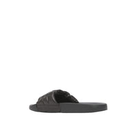 Sandales matelassées en cuir à motif monogramme - Black