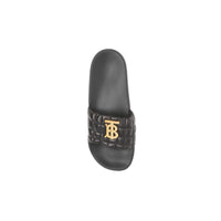 Sandales matelassées en cuir à motif monogramme - Black