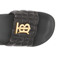 Sandales matelassées en cuir à motif monogramme - Black