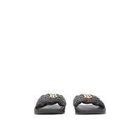 Sandales matelassées en cuir à motif monogramme - Black