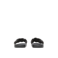 Sandales matelassées en cuir à motif monogramme - Black
