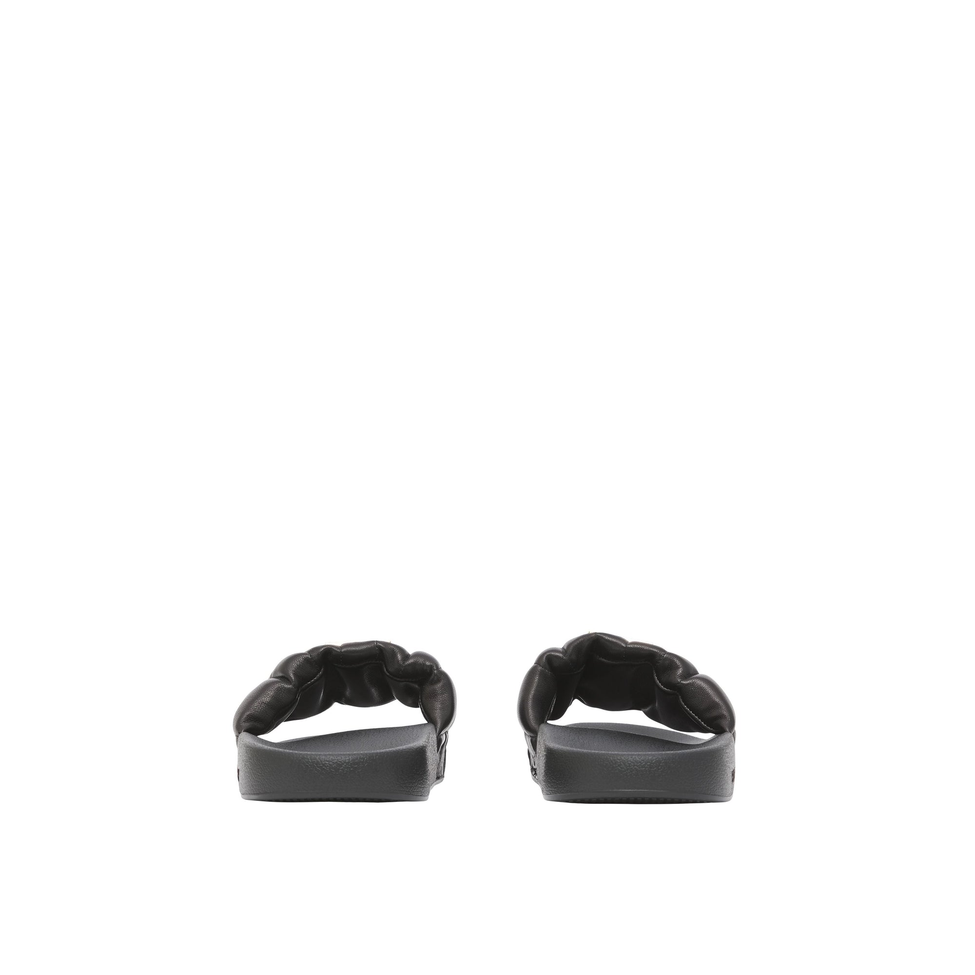 Sandales matelassées en cuir à motif monogramme - Black