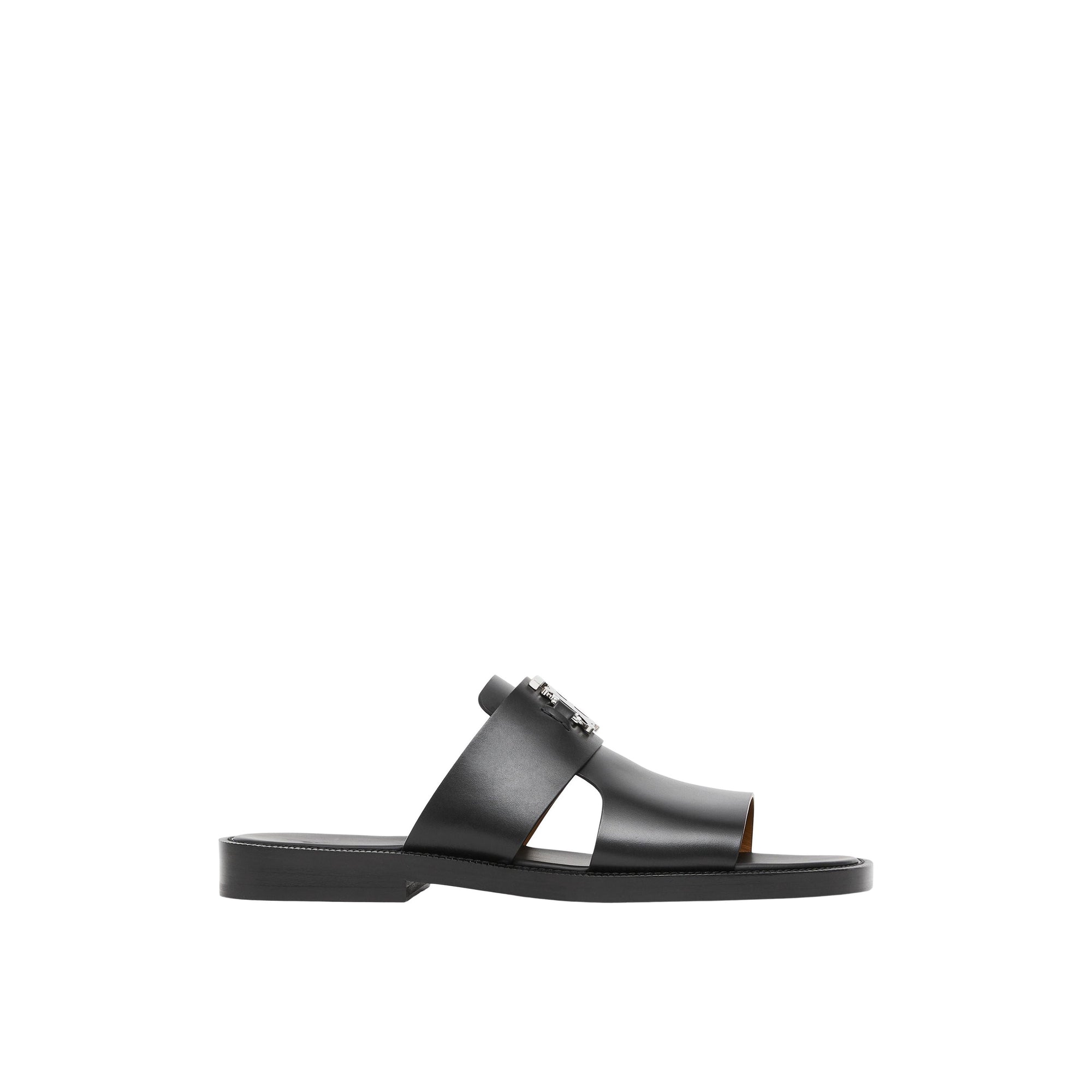 Mules en cuir à motif monogramme - Black