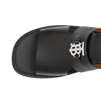 Mules en cuir à motif monogramme - Black